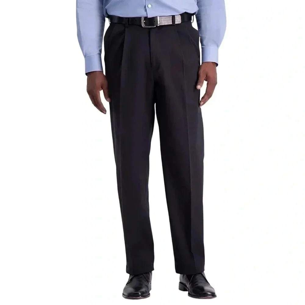 Haggar W2W Pro Stretch Cotton Pleated Relaxed Fit Mens Dress Pants Size 36Wx34L - Picture 1 of 12